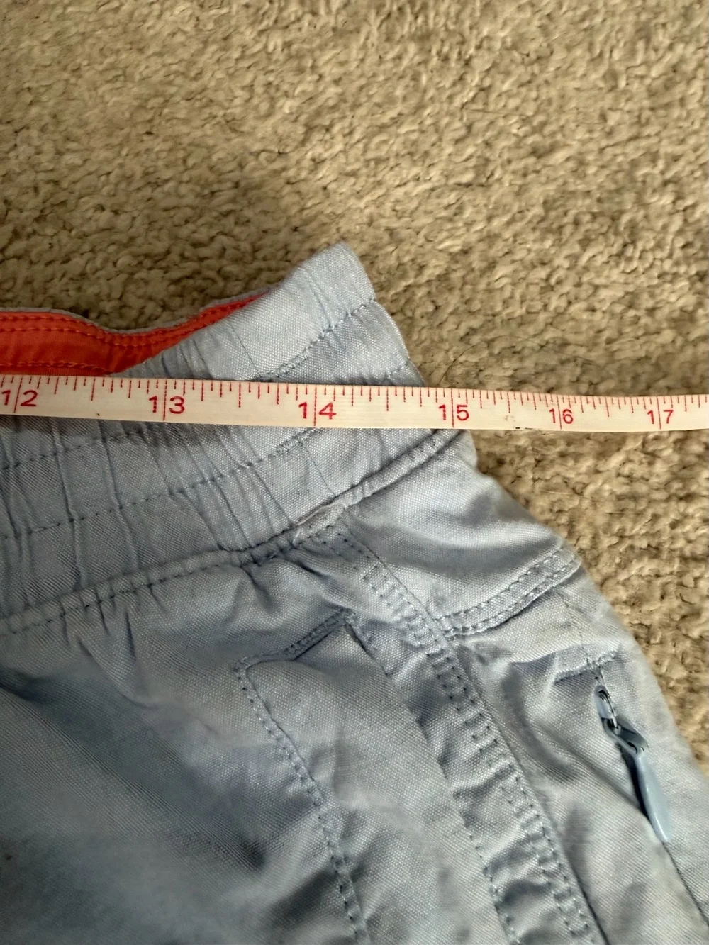 Birddogs Shorts, Men’s XL Light Blue Casual Shorts with Coral Waistband